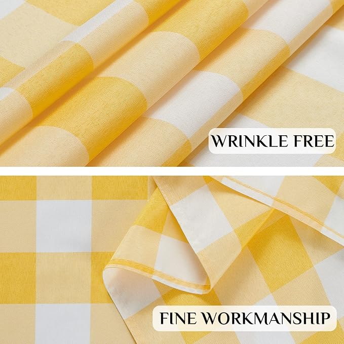 Softalker Gingham Checkered Rectangle Tablecloth - Waterproof Buffalo Plaid Table Cloth Stain Resistant Washable Table Cover for Picnic/Camping/Outdoor - Yellow and White, 54 x 108 Inch