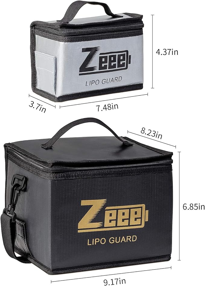 Zeee Lipo Bag Fireproof Battery Safe Bag Explosionproof Bag Lipo Battery Storage Guard Safe Pouch for Charge and Storage (2 Pack)