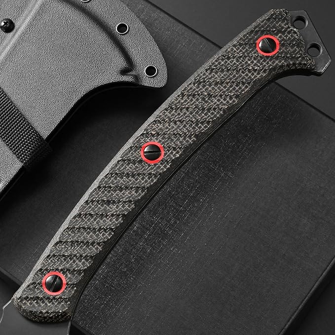 C1342 Camping Axes,DC53 Steel Blade Micarta Handle Chopping Axe Bushcraft Camping Axes Survival Hatchet Full Tang Axe for Hiking Hunting Camping Splitting Chopping Wood(Black)