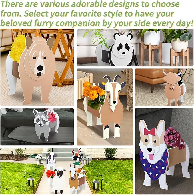 Pet Flower Pots 4 Pcs Farm Animals Series Rooster/Horse/Cow/Sheep Outdoor Planters for Outdoor/Indoor Garden Decoration, Cute,Surprise Gifts/Souvenirs for Pet Lovers