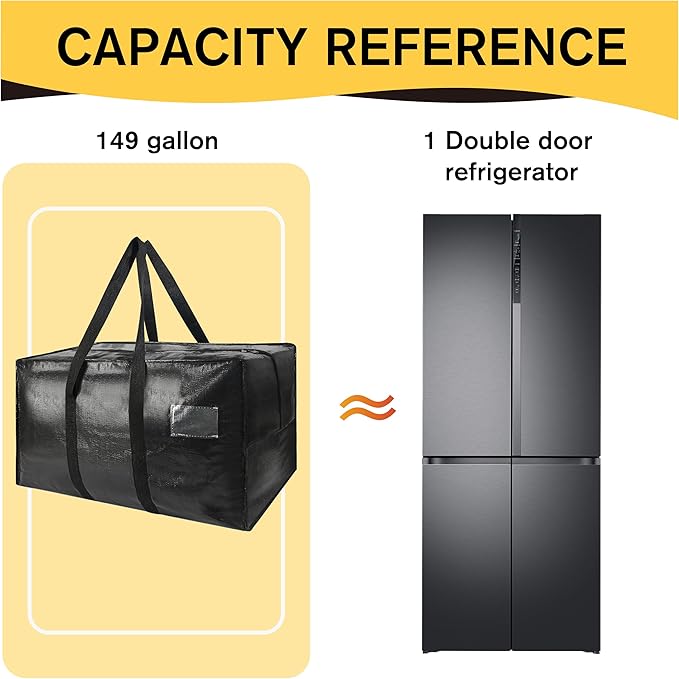 Heavy Duty Extra Large Moving Bags,149 Gallon Jumbo Packing Bags,Huge Moving Storage Bags with Strong Zippers & Carrying Handles,Reusable Big Moving Storage Bags for College Dorm Travel 2Pack