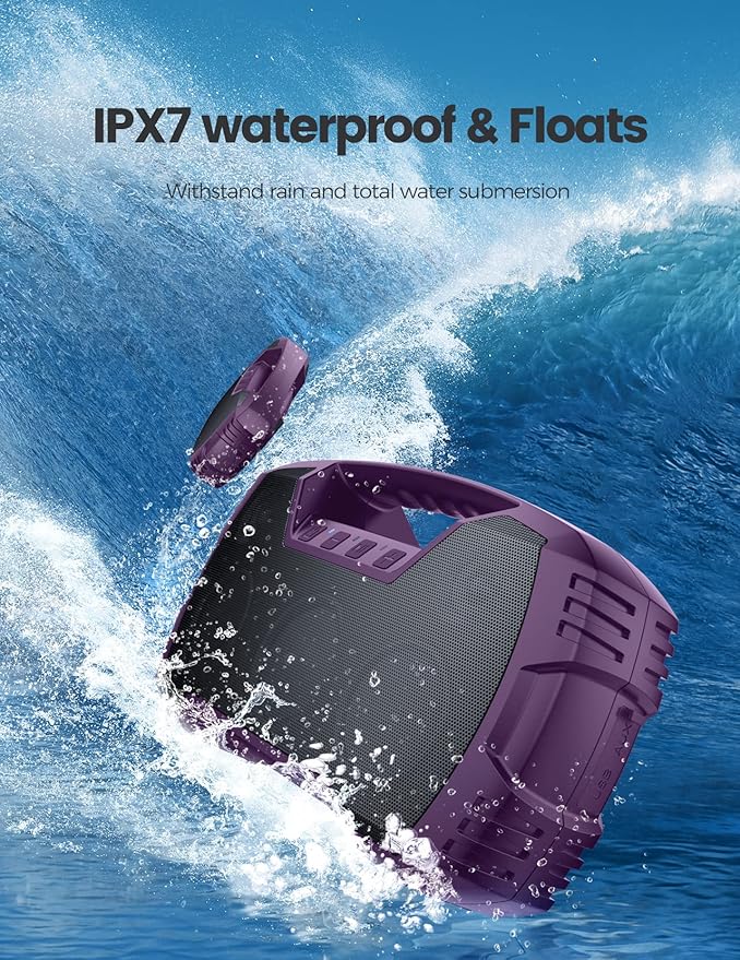 Houl Zallee IPX7 Waterproof Bluetooth Speaker, 40W Portable Wireless Speakers, 32H Playtime, Stereo Loud Sound, Deep Bass, with Handle, Bluetooth 5.0, Built-in Mic, for Party/Pool/Camping/Gifts
