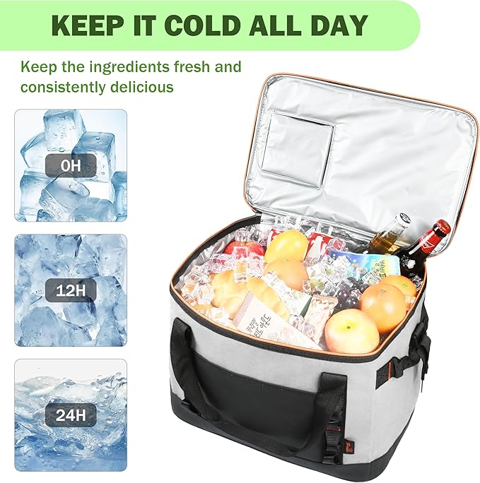 Tirrinia Large Cooler Bag Insulated, 48 Cans Leakproof Soft Camping Coolers, Portable Beach Cooler with Shoulder Strap for Picnic, Beach, Travel Road Trip