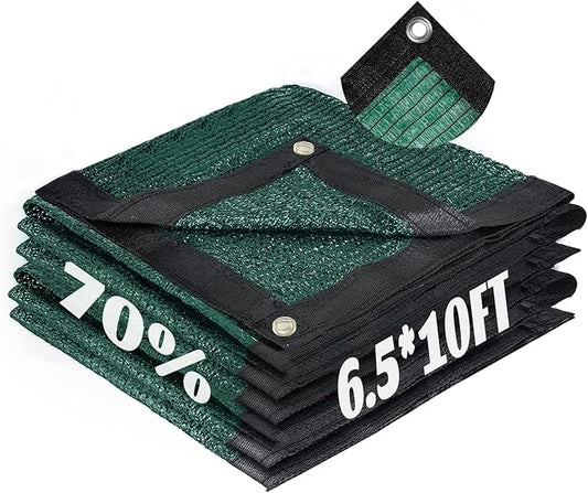 Cool Area 70% Sun Shade Cloth Mesh Tarp with Grommets for Plant Cover 6.5x10ft Patio Canopy Garden Pergola Greenhouse Car Barn Kennel Green