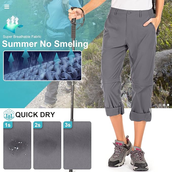 Women's Hiking Pants Convertible Zip Off Lightweight Quick Dry Outdoor Travel Camping Safari fising Pants