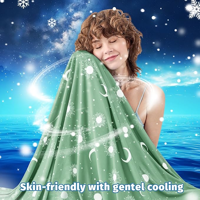 inhand Cooling Blanket King Size (90"x108") - Cooled Blankets for Hot Sleepers Lightweight Breathable Summer Blanket for Sleeping Night Sweats to Keep Cool in The Heat -Fruit Green