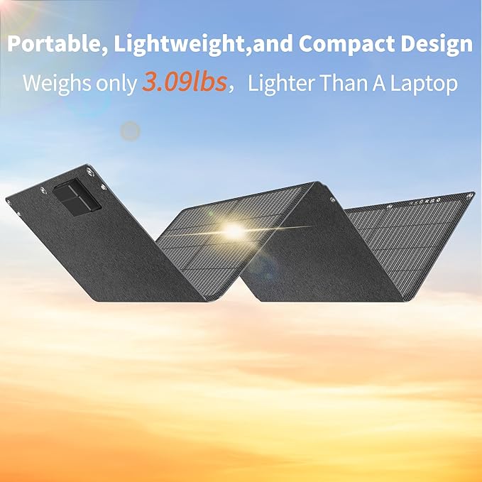 N-Type 16BB 60W Portable Solar Panels NextGen Foldable Solar Panel Charger Kit 25% Efficiency with DC USB-C USB-A Output ETFE IP68 Waterproof Solar Panel for Travel Outdoor Camping RV Trip
