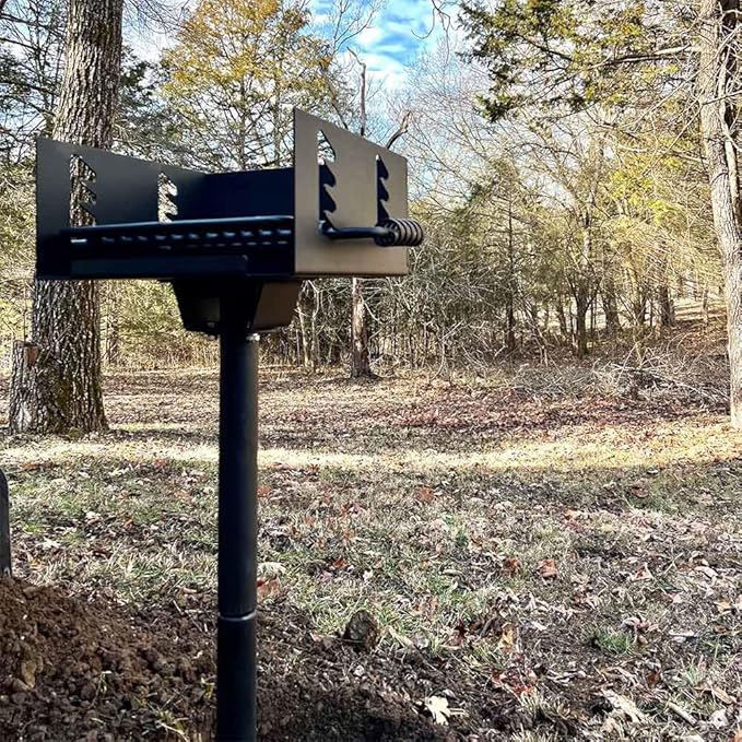 Ash & Ember Park-Style Grill, 256 Sq. In Charcoal Grill, 16.5x16x8, Single Post Outdoor Cooking Grill for Backyard BBQ, Camp Grilling Barbecues, Small-Sized Parties, Grill Delicious Meats, Vegetables