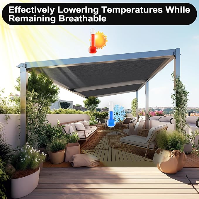 Artpuch 90% Sun Shade Cloth, 3 x 12 FT Pergola Shade Cover Canopy with Grommets, Sun Screen Fabric Tarp for Patio, Outdoor, Garden, Backyard, Dark Grey