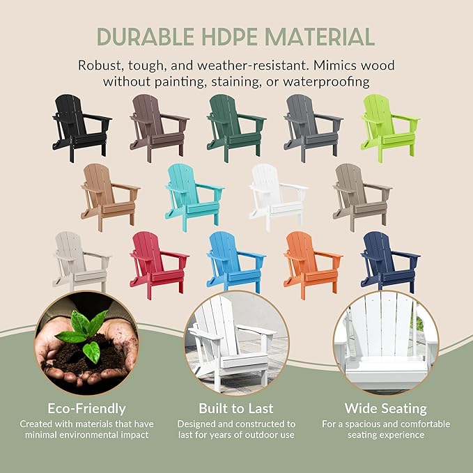 WestinTrends Malibu 2 Piece Set Outdoor Folding Poly Adirondack Chair, White