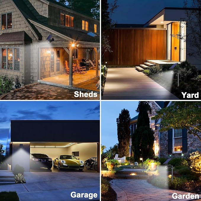Solar Lights Outdoor Motion Sensor Flood Lights 2000LM IP67 Waterproof Security Spot Lights for Yard Garden Patio 4 Pack