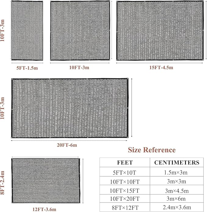 Garden expert 50% Black Shade Cloth 10x20FT Taped Edge with Grommets Sun Net Mesh for Garden Patio Backyard UV-Resistant
