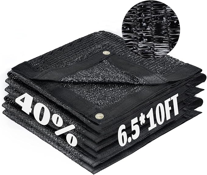 Cool Area 40% Sun Shade Cloth Mesh Tarp with Grommets for Plant Cover 6.5x10ft Patio Canopy Garden Pergola Blackhouse Car Barn Kennel Black