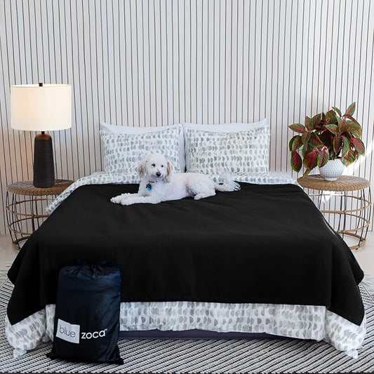 Waterproof Blanket | Machine Washable Dog Bed Cover | Water Proof Blanket to Protect Your Bed Couch Car from Leaks Spills & Accidents | for Adults Dogs & Pets | Oversized Queen Fit - 65x80in (Black)