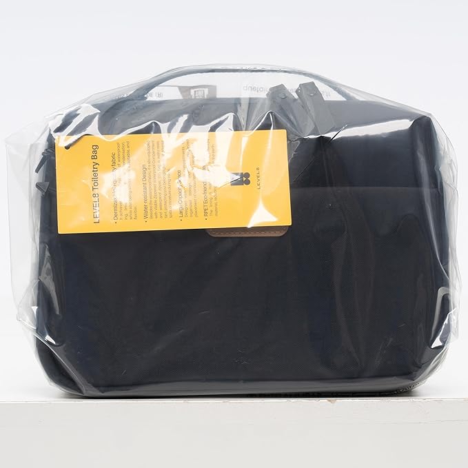 LEVEL8 Travel Toiletry Bag for Men Women, Water Repellent Shaving Bag for Toiletries Accessories, Storage Bags with Divider and Handle, Small/Black