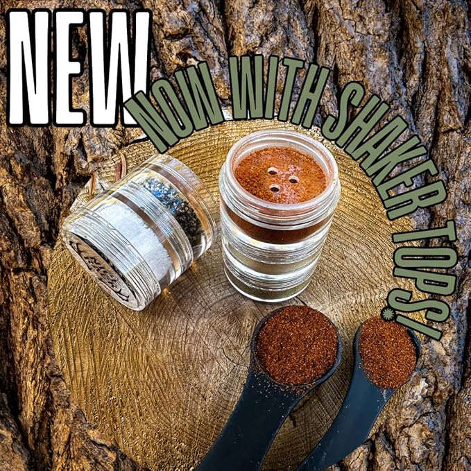 NICE RACK Mini Travel Spice Rack Filled with Organic Herbs, Refillable, Made in USA, Camp Spice Kit - Great Gift, CAMPING, RV, Purse, Backpacking with Shaker Tops 5 Stacking (3 3/8 x 1 3/8")