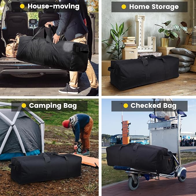 Vorspack Duffle Bag for Travel - 180L Extra Large Duffel Bag for Men Foldable Camping Bags for Weekender Gear Storage Overnight Tent Sports Moving - Black
