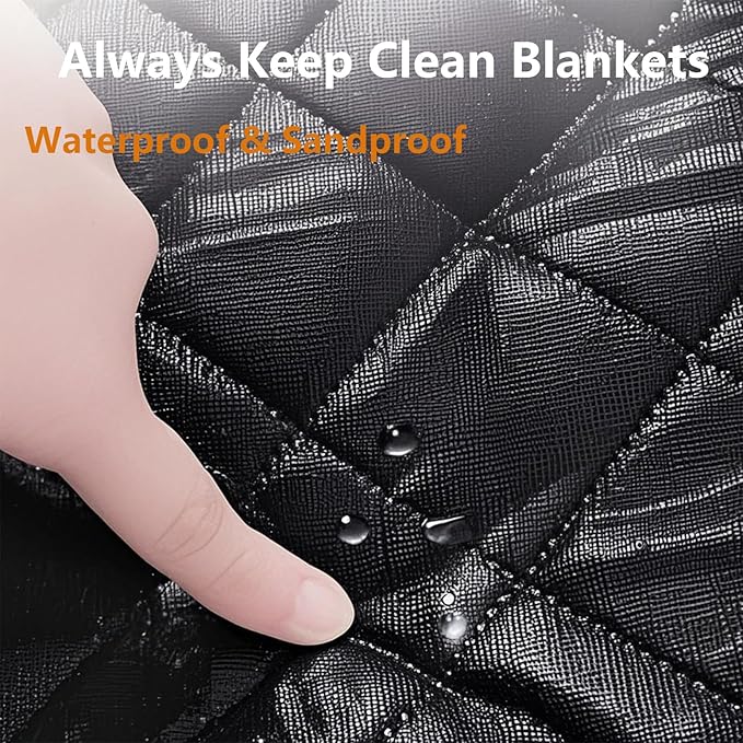 Waterproof Picnic Blanket Extra Large: 80"x80" Portable Outdoor Camping Blankets with Mat - 3 Layer Foldable Beach Blanket with Carry Strap & Sandproof Backing for Grass/Hiking/Travel/Concerts/Indoor