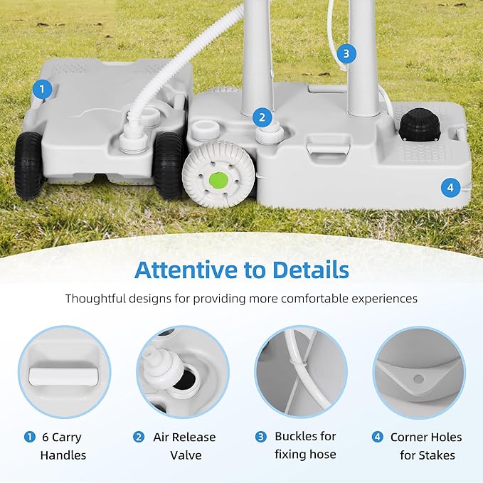 YITAHOME Portable Sink Camping,30 L Hand Washing Station with 30 L Sewage Tank, Rolling Wheels, Soap Dispenser, Towel Holder, Ideal for Outdoor, Travel, RV, Boat, Camper, Tripper