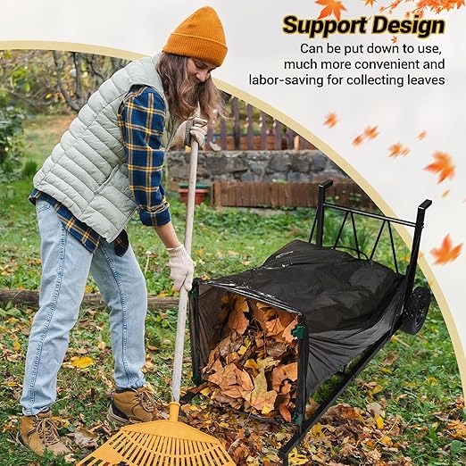 CAROD Trash Bag Holder, Adjustable Metal Leaf Bag Holder from 30-45 Gallon Capacity, Mobile Garbage Bags Cart, Outdoor Garden Leaf Bags Stand for Yard & Lawn Cleanup, Gardening, Camping, Parties