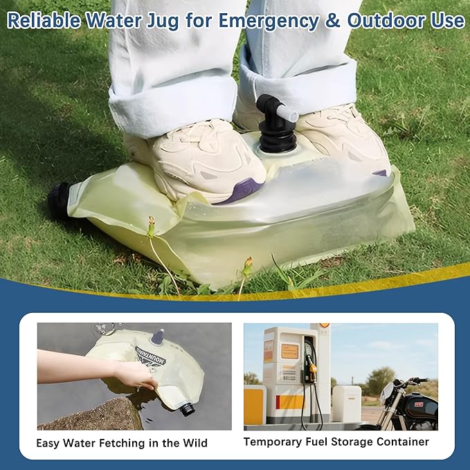 Camping Water Jug 2.1 Gallon Collapsible Water Container Portable Water Bag for Travel Outdoor Hiking BPA Free Lightweight (Beige (2.1Gal), 2)