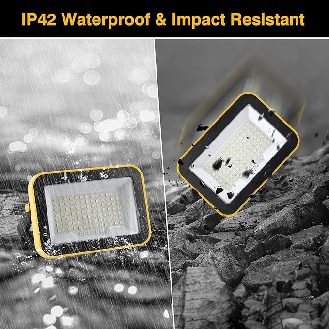 40W Rechargeable Work Light with Tripod Hole, 2400LM LED Work Light Battery Powered, Waterproof Portable Work Light Cordless Job Site Lighting 180° Rotate for Garage Camping Car Repairing 2 Pack