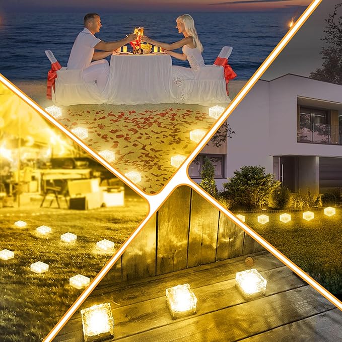 Solar Brick Lights Outdoor Waterproof Patio Brick Lights Garden Decor for Outside 6 Packs for Patio,Yard,Walkway,Pathway Decor