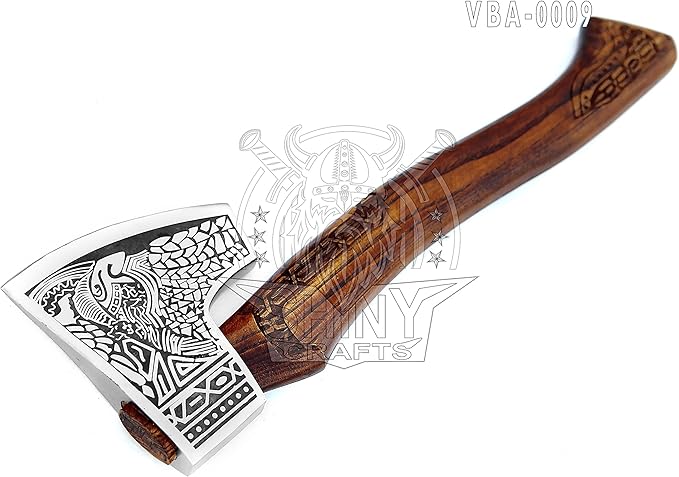 SHINY CRAFTS-Axes Viking Axe Hatchet-Norse Battle Axe Best Handmade Tomahawk Viking Bearded Axe Beautiful Camping Axe Best Gift for him with Leather Sheath (VBA 09)