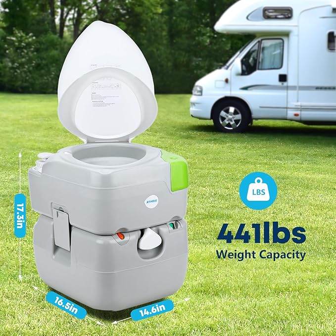 Kohree 5.8 Gal Camping Toilet: Portable Toilet for Adults with Diagonal Elongated Bowl Seat, Large Waste Tank, Leak-Proof Cassette with Level Indicator, RV Travel Porta Potty for Boat Trip Home Use