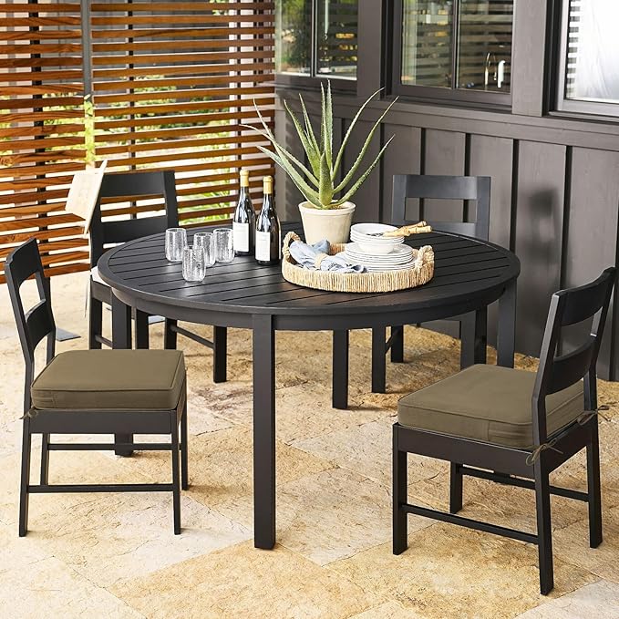 Outdoor Sunbrella Square Corner Seat Cushion, 18.5"x16"x3", Set of 4, Non Slip Seat Cushion Pads with Removable Cover for Patio Furniture, Garden Yard Lawn, Specrtum Caribou