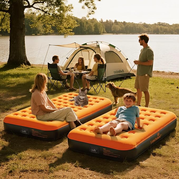 Air Mattress with Built-in USB Rechargeable Pump Camping Inflatable Mattress Portable Blow up Mattress Air Bed Guest Bed for Home Outdoors Hiking Travel