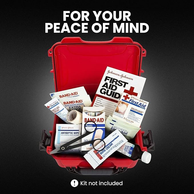 NANUK 904 Waterproof First Aid Box Empty – Durable, Medical First Aid Organizer Case, IP67-Rated, Dustproof, Impact-Resistant, and Floats (7.4" x 4.9" x 3.1") – Red