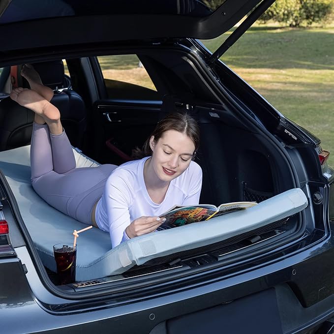 Kingfun Memory Foam Camping Sleeping Pad, CertiPUR-US Camping Mattress Waterproof Roll Up Mattress Guest Bed, Thick Floor Sleeping Mat for Car for Adults with Travel Bag