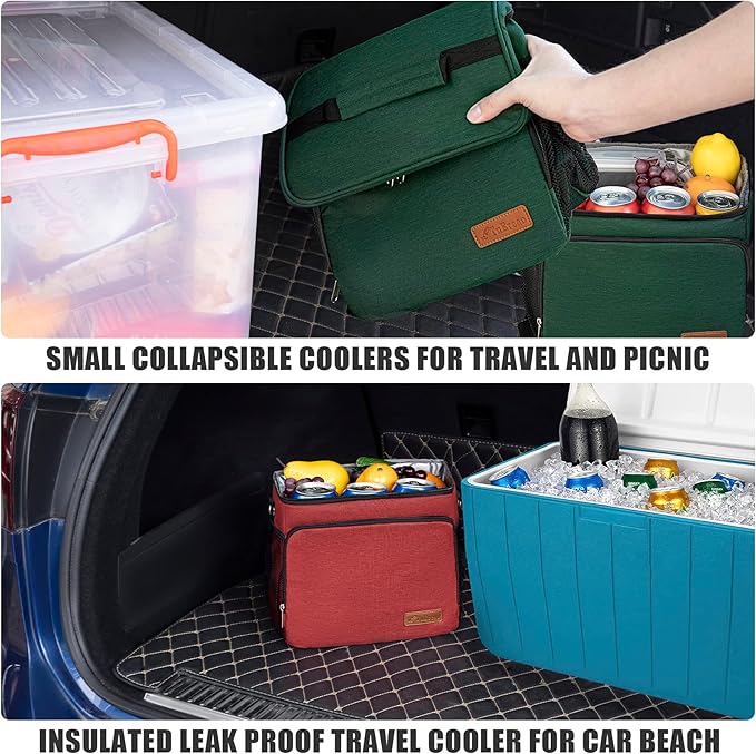 TuErcao Insulated Cooler Bag 6/24 Can Collapsible Leakproof Soft Sided Cooler for Car, Portable Foldable Small Ice Chest for Beach Camping Picnic Travel, 5/15qt Lunch Box for Men Work