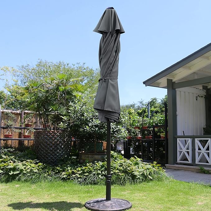 Sunnyglade 9' Patio Umbrella Outdoor Table Umbrella with 8 Sturdy Ribs (Grey)