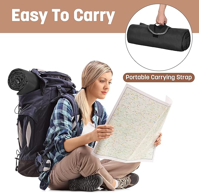 Tirrinia Waterproof Outdoor Blanket with Sherpa Lining, Windproof Triple Layers Warm Comfy Foldable for Camping Stadium, Beach, Picnic, Grass, Concerts, Car, Dog, 51''X 59'' & 59''X 80''