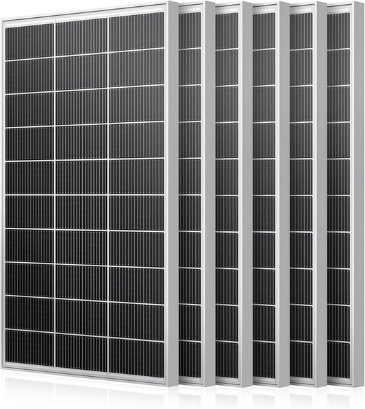 200 Watt Solar Panel 18BB N-Type 6Pcs 1200W Solar Panel 12V 24.3% High Efficiency Monocrystalline PV Module for RV Camper Marine Home Rooftop Power Station Off-Grid Systems