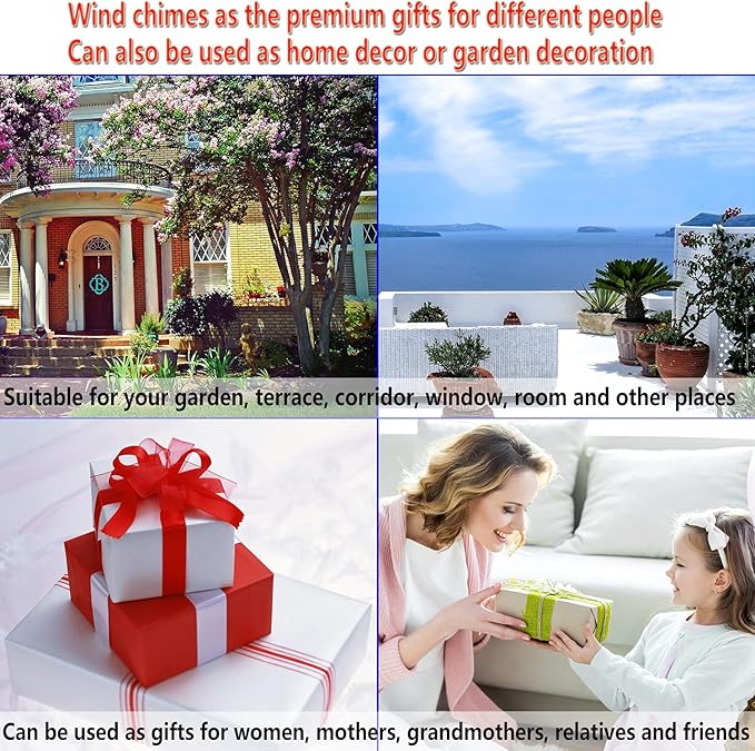 Heart Shape Wind Chimes for Garden, Gifts for Mom, Home, Balconies, Rooms, Patio, Indoor, Outdoor Heart Decoration, Hearts Shape Wind Catcher, Red Copper Memorial Wind Bells, Hearts Wind Chimes Decor