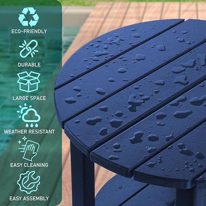 FUNBERRY Outdoor Adirondack Side Table, 2-Tier Patio End Tables, HDPE All Weather for Outside