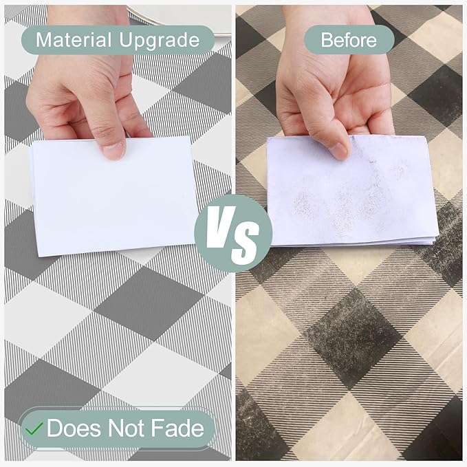 misaya Rectangle Waterproof Vinyl Table Cloth, Buffalo Flannel Backed Tablecloth, Wipeable Plastic Table Cover for Dinner, Kitchen, Outdoor (54" x 120", Grey and White)