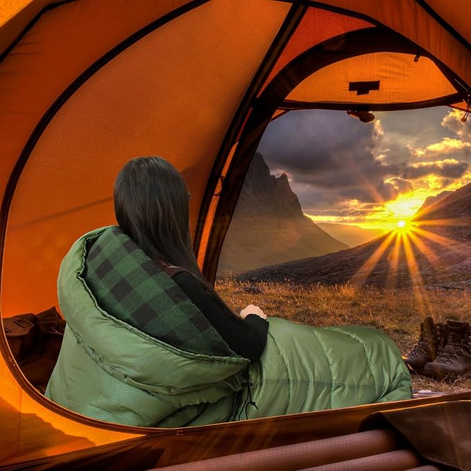 Flannel Sleeping Bag Cotton 0 Degree Cold Weather for Adults XXL Sleeping Bag 4 Season Big and Tall with Compression Sack