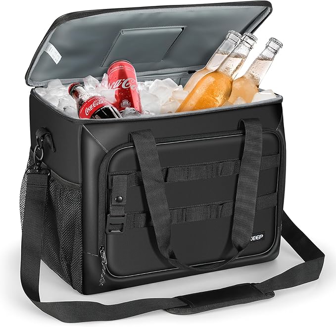 Soft Cooler Bag, 30 Cans Collapsible Cooler with Adjustable Shoulder Straps, White Ice Chest for Camping, Beach, Hiking, Picnic