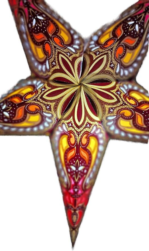 Lantern Lampshade Paper Star Light Shades Large 60cm Star Hanging Decorations for Christmas Wedding Home Decoration Birthday Party (Glitter Golden, Orange, Brown, Multi)