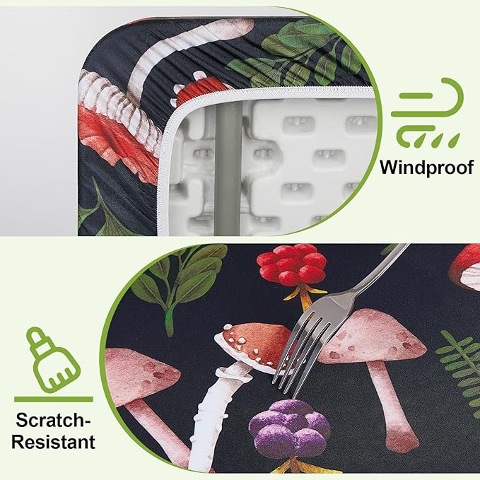 Picnic Table Cover with Bench Covers Portable Table Cloth Built-in Storage Pocket Picnic Table Covers With Elastic Waterproof Camping Essentials for RV Camping