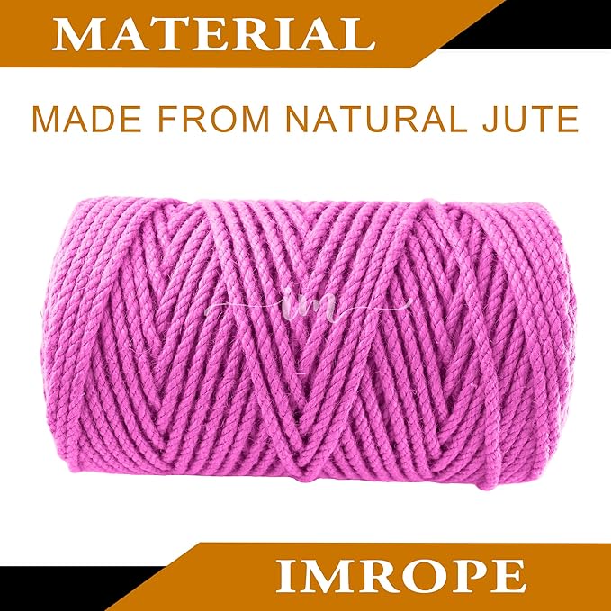 4mm x 200 Feet Pink Jute Rope, Twine for Gardening Tomato Climbing Plant Tie Floristry Crafts Gift Wrapping Packing Decor