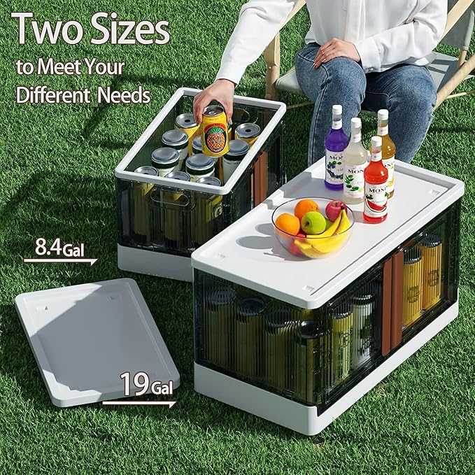 HAIXIN Storage Cabinet, 19 Gal Folding Storage Box, Stackable Cube Storage Organizer, White, 25.19 x 15.74 x 14.5 inches, 1 Pack