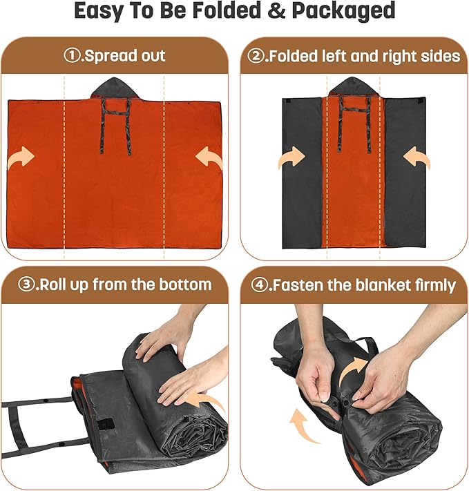 Catalonia Waterproof Stadium Blanket, Windproof Wearable Poncho for Football Sideline & Sports Events for Fans, Portable, Durable Outdoor Blanket for Camping & Tailgating