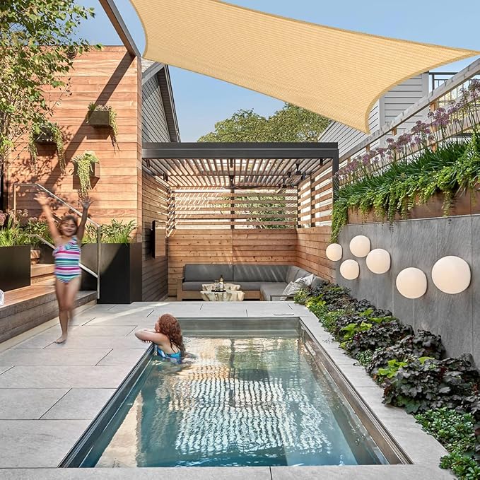 6' x 24' Beige Outdoor Sun Shade Sail Canopy ??UV Resistant Permeable Awning Fabric for Patio, Garden, Backyard, Pergola, Carport, Lawn Shelter Cover