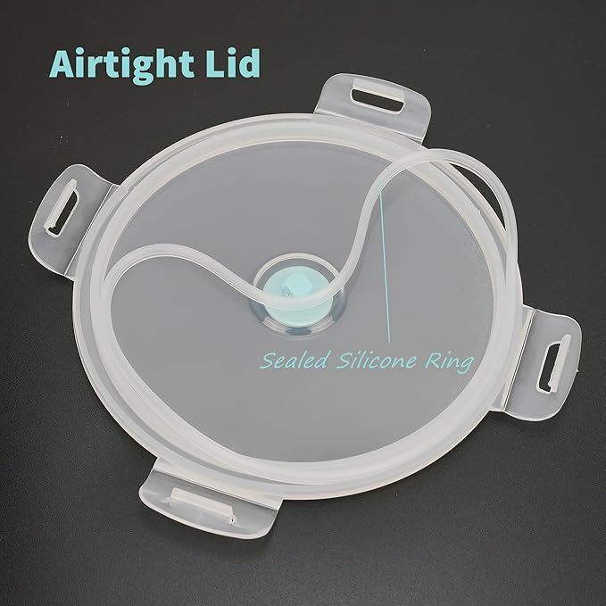 CARTINTS Silicone Collapsible Food Storage Containers-Prep/Storage Bowls with Lids – Set of 4 Round Silicone Lunch Containers – Microwave and Freezer Food Containers (Blue)