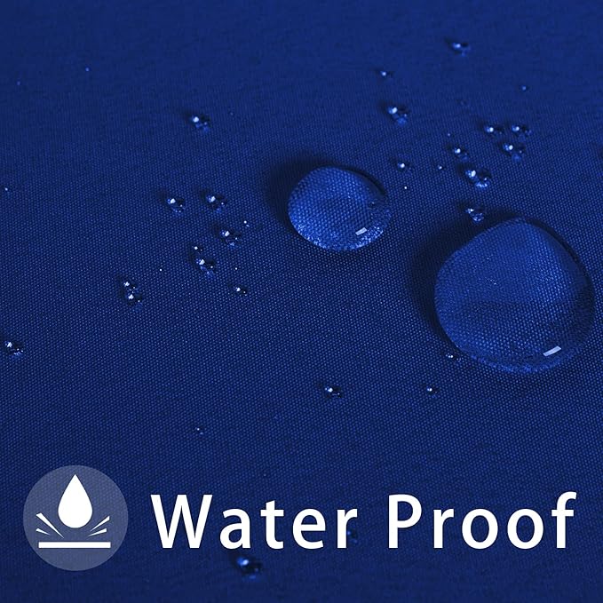 LUSHVIDA Round Outdoor Tablecloth with Umbrella Hole and Zipper, 60 Inch Blue, Washable Waterproof Table Cloth Spill Proof Wrinkle Free Table Cover for Patio Spring Summer Picnic BBQS